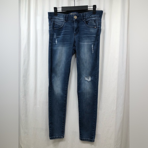 Democracy Absolution Booty Lift Jegging Blue Denim Stretch Distressed Size 4 - Picture 1 of 16